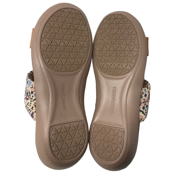 Minnetonka Sabina Women's Size 8 M Slide Sandals Shoes Tan Multicolor - Picture 9 of 11